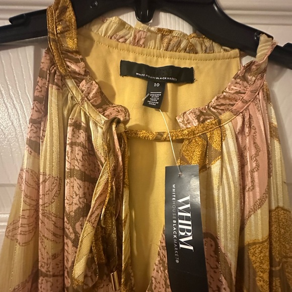 White House Black Market Floral Dress in Gold and Pink - Picture 2 of 4